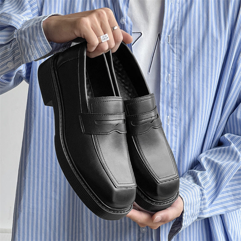 Hong Kong Style Thick-soled British Style Leather Shoes Spring And Autumn Single-layer Shoes