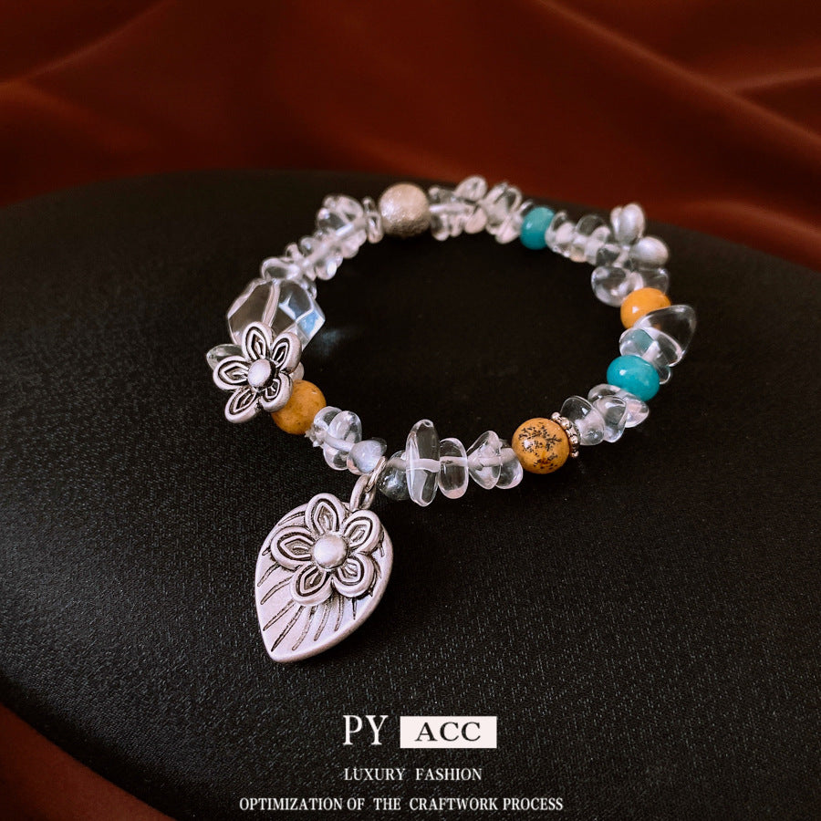 Retro Ethnic Style Gravel Flower Bracelet Fashion Personality High Sense Bracelet Exquisite Minority All-match Bracelet For Women