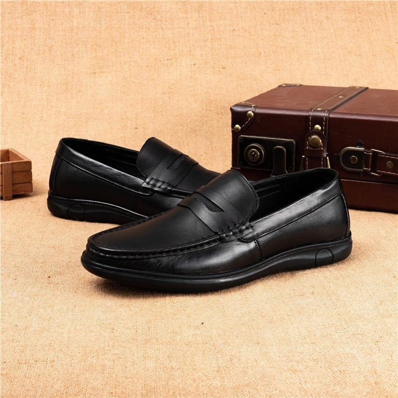 Leather Shoes Men's Autumn New Flat Heel Soft Bottom