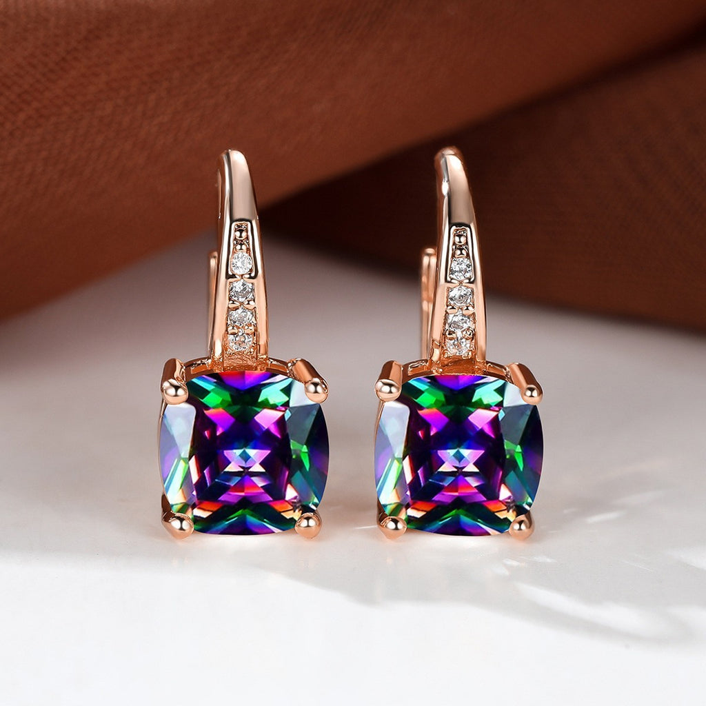 Square Zircon Inlaid Ear Hook Korean Style Fashion All-matching