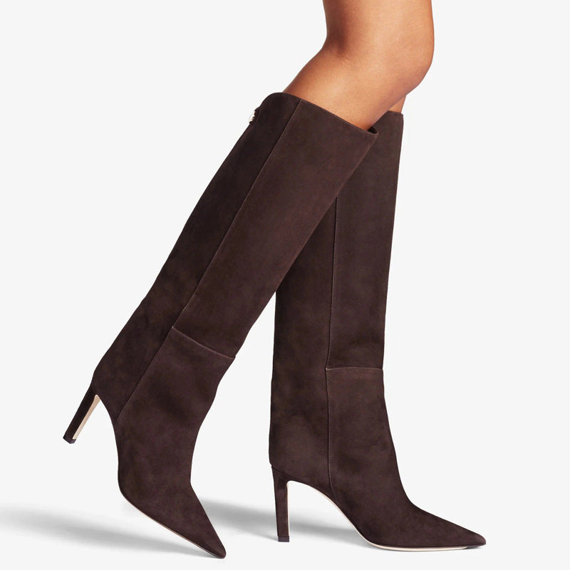 Simple European And American Style Fashion Catwalk Pointed-toe Stiletto Straight Boots