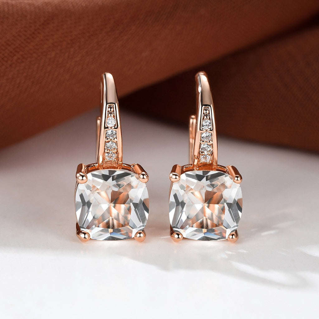 Square Zircon Inlaid Ear Hook Korean Style Fashion All-matching