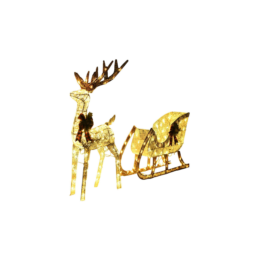 48-inch Christmas Reindeer And 38-inch Sleigh Decorations Create A Festive Atmosphere, Suitable For Indoor And Outdoor Scenes, A Must-have For Christmas