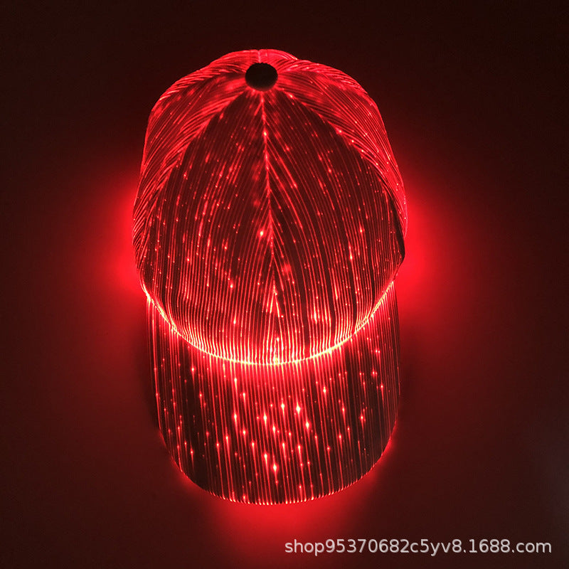 Hot Selling New LED Fiber Optic Light-Up Hat, Bar Party Glow Baseball Cap, Hip-Hop Couple Flashing Hat
