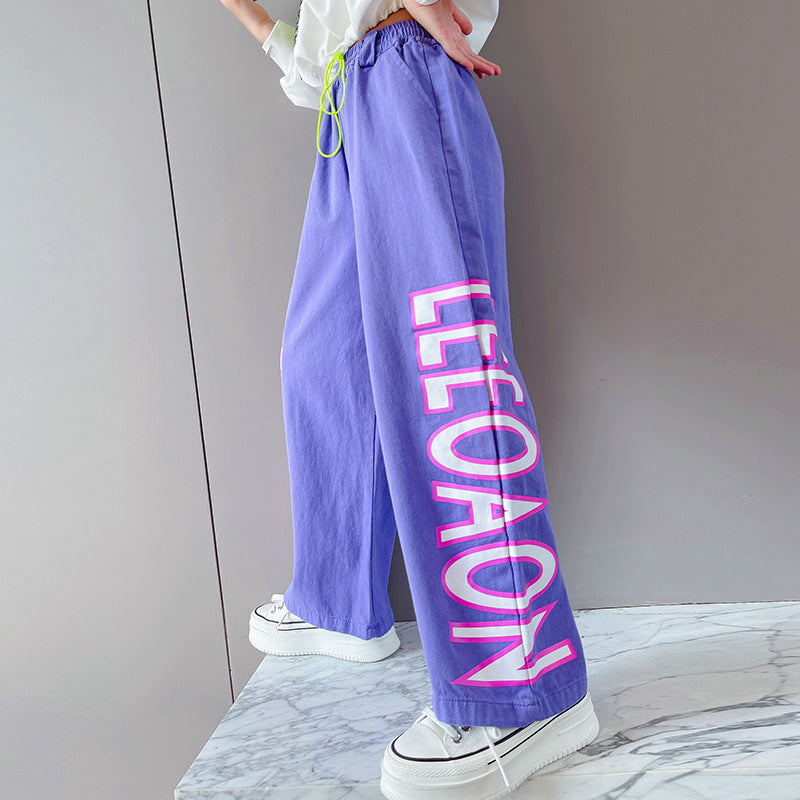 Girls Letter Straight Leg Pants Suit