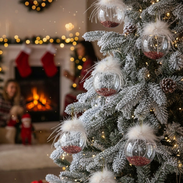 6PCS Set Glass Christmas Ornaments Decorative Hanging Balls For Tree & Holiday Party Decor Festive Home Decorations FBA Shipment