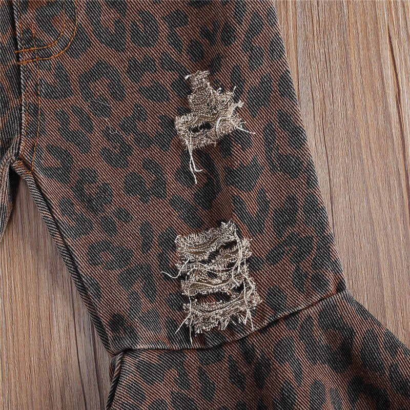 Girls leopard-print flared pants