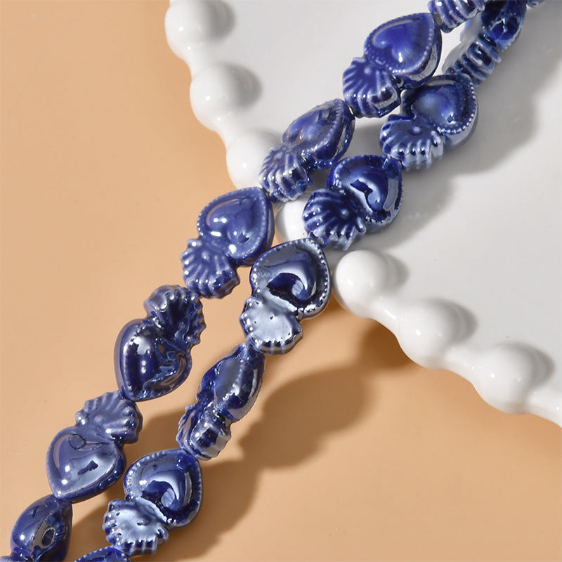 Cream Color Love Heart Small Torch Straight Hole Ceramic Beads