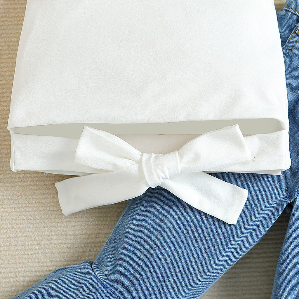 Girls' Top Denim Flared Pants Set