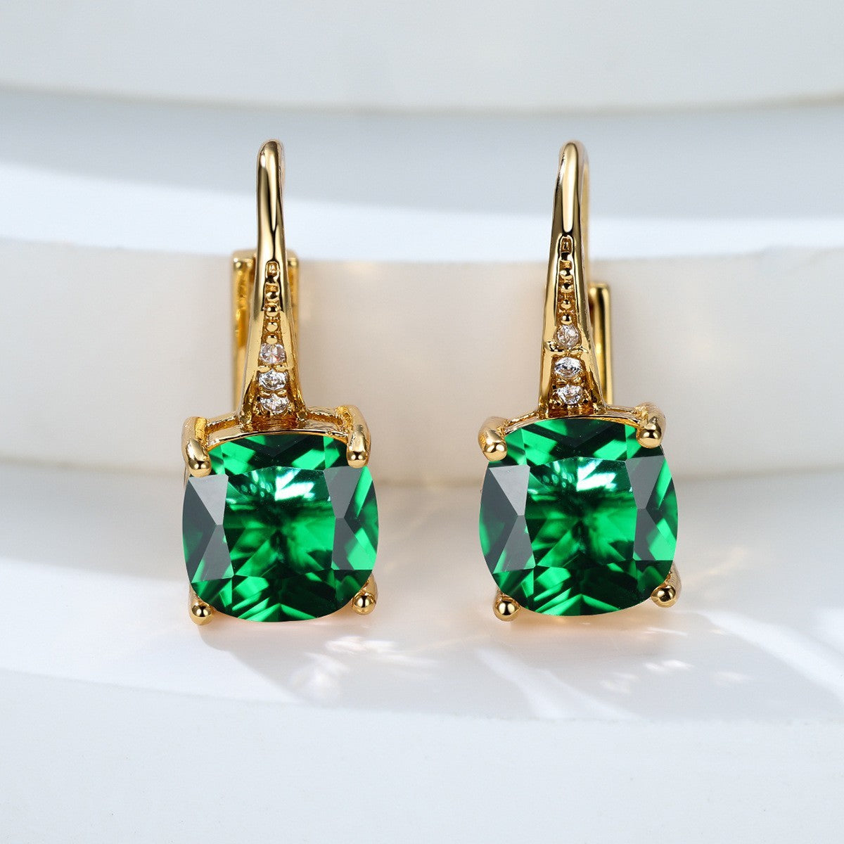 Square Zircon Inlaid Ear Hook Korean Style Fashion All-matching