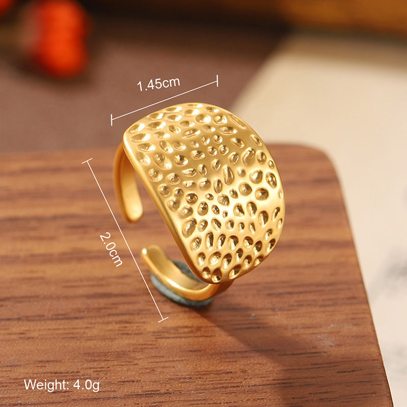 Natural Stone Geometric Ring High-grade Versatile Retro Non-fading