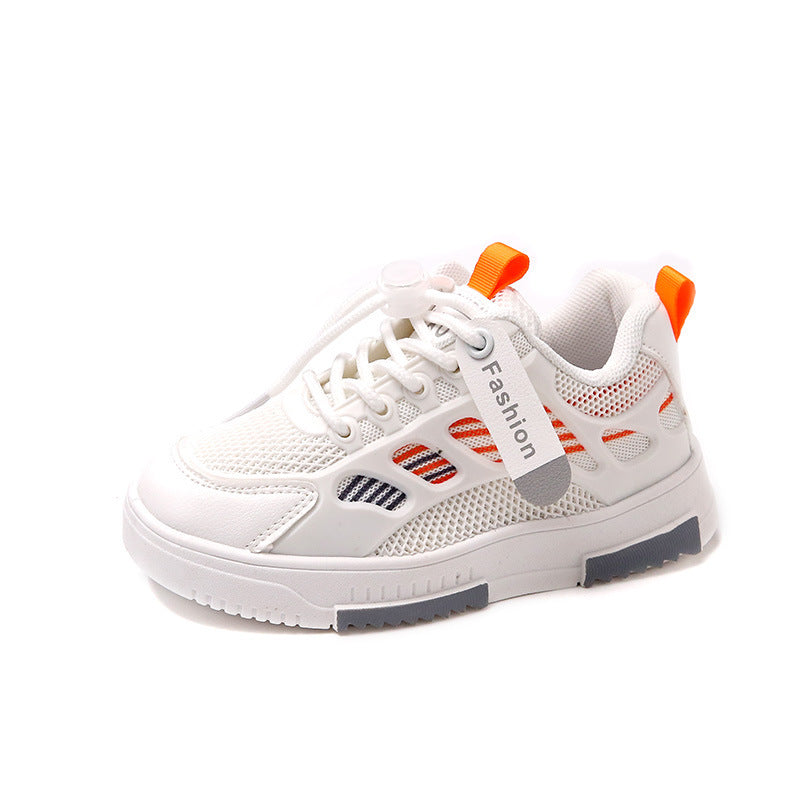 Fashion Children's Breathable Mesh Shoes Medium And Large Children's Sneakers Boys White Shoes