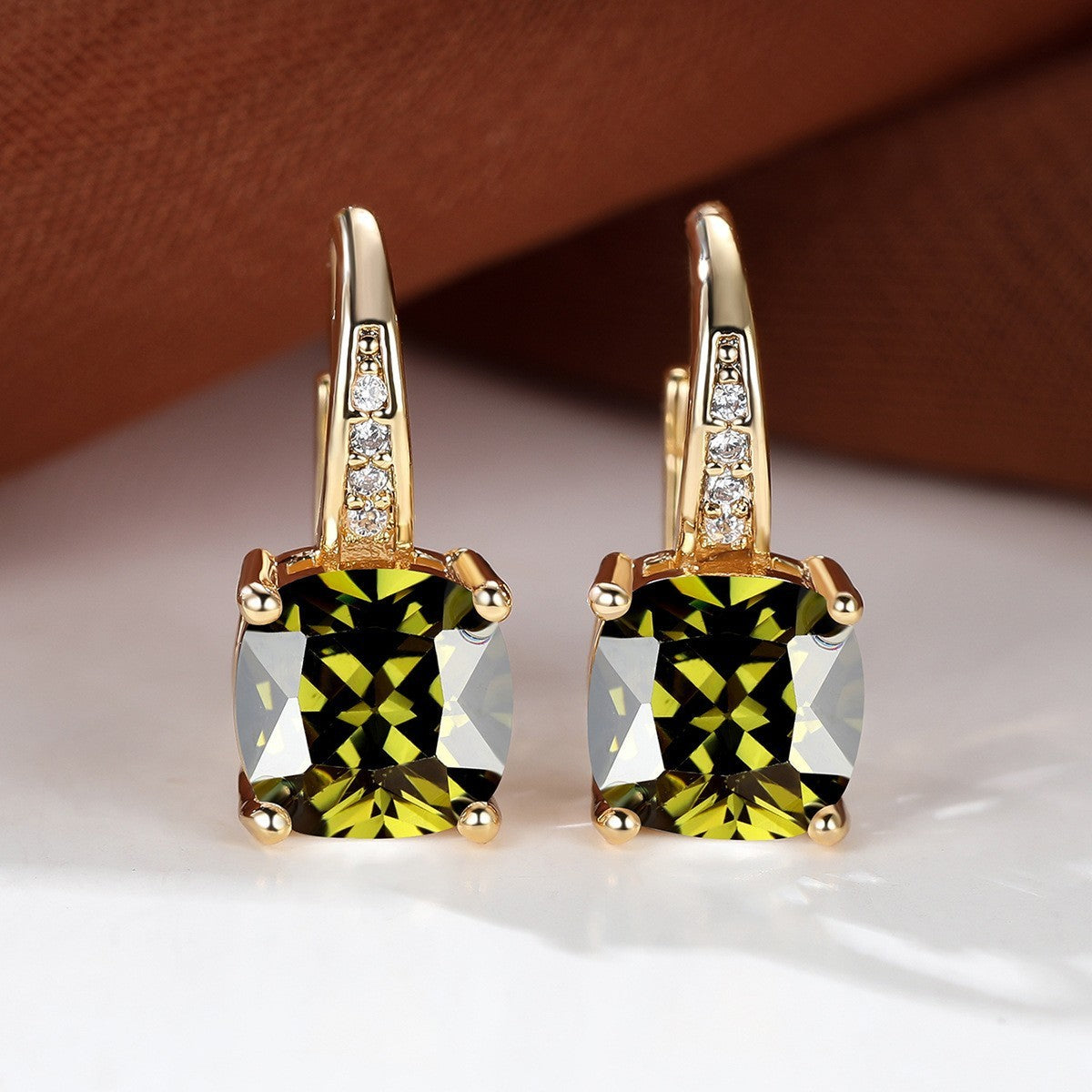 Square Zircon Inlaid Ear Hook Korean Style Fashion All-matching