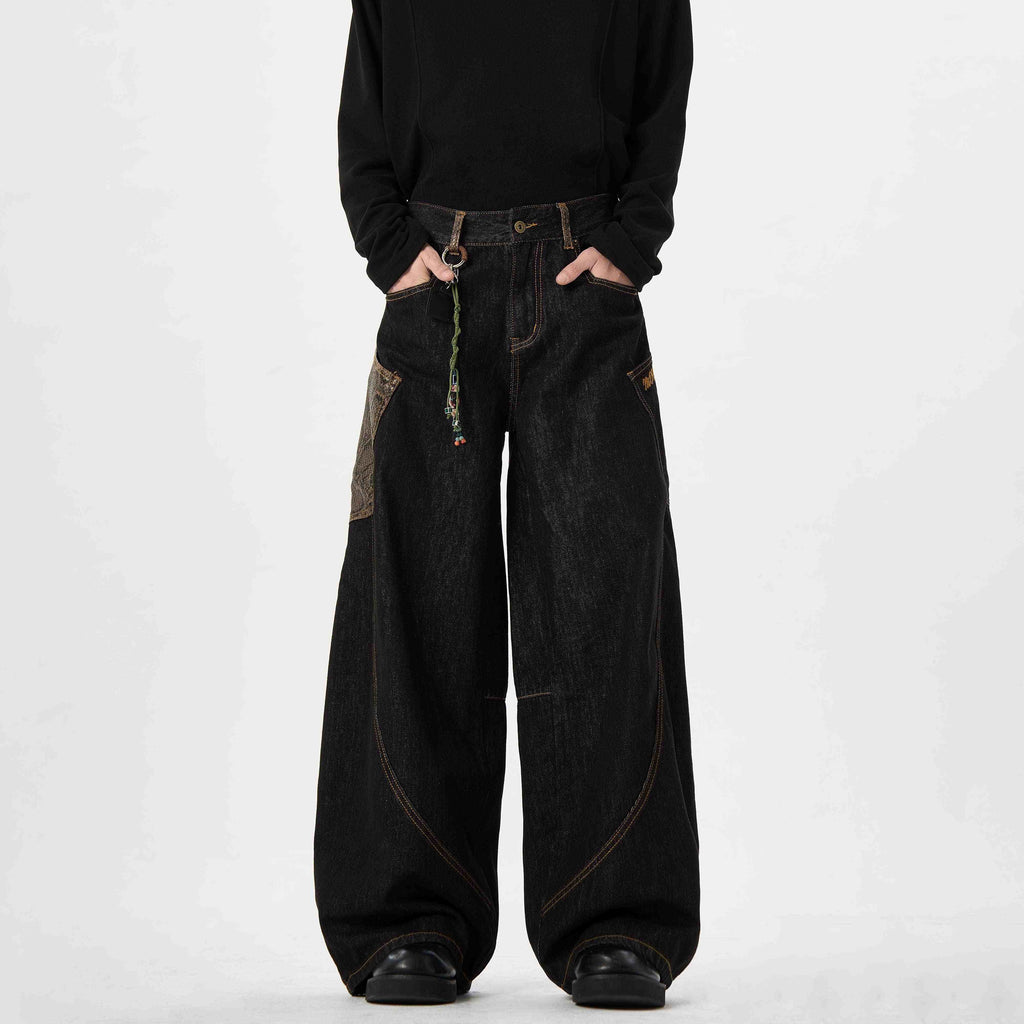 Black Jeans With Wide Legs For Men And Women