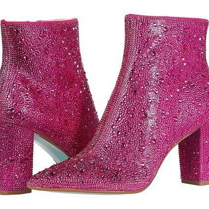 Rhinestone Pointed Toe Fashion Ankle Boots