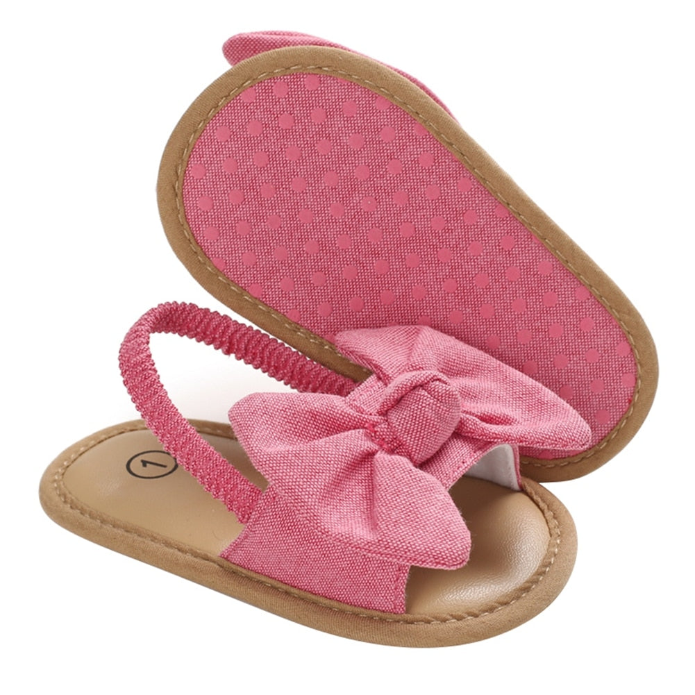 Baby Girls Bow Knot Sandals Cute Summer Soft Sole Flat Princess Shoes Infant Non-Slip First Walkers