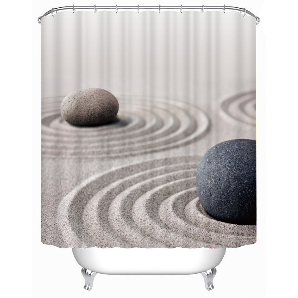 180x180cm/180x200cm Bathroom Shower Curtain Bathroom Decoration Waterproof Sand&Stone Printed Pattern Shower Curtains