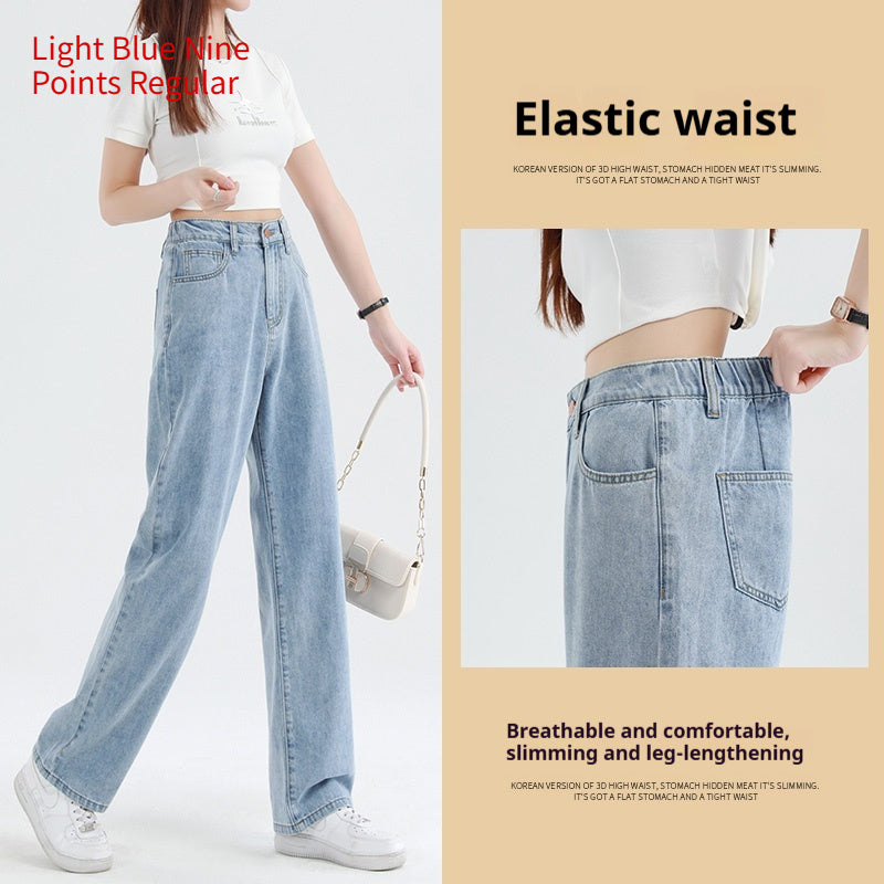 Summer Thin Elastic Waisted Jeans For Women