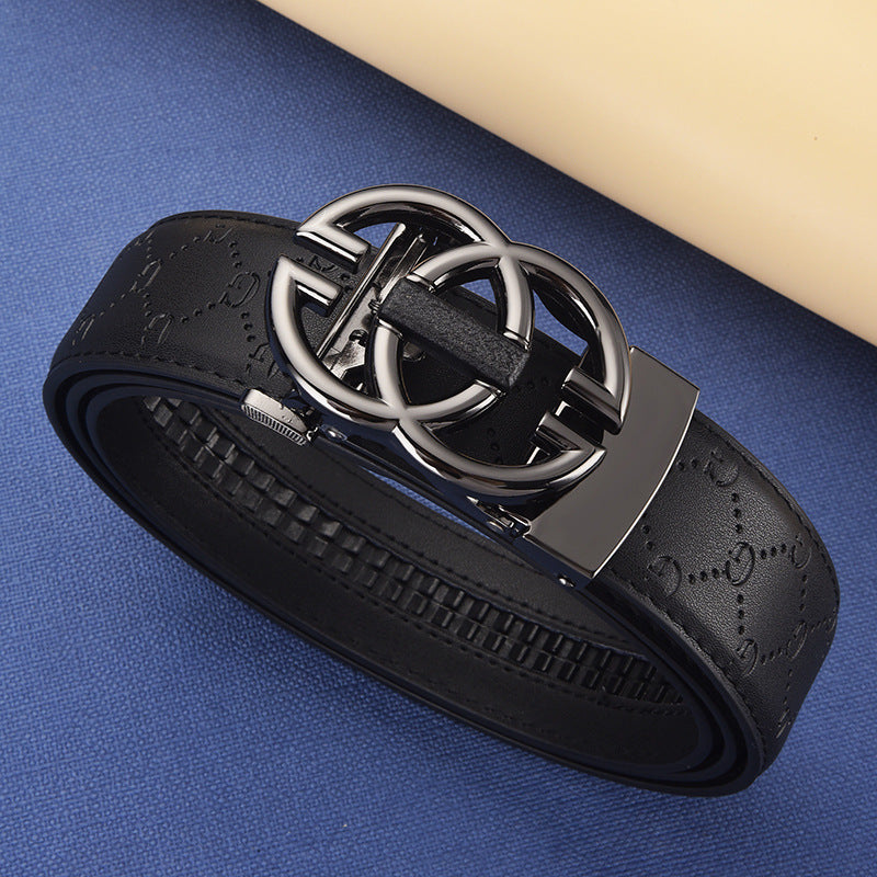 Men's Genuine Leather Alloy Automatic Buckle Versatile Korean Business Casual Fashion Belt