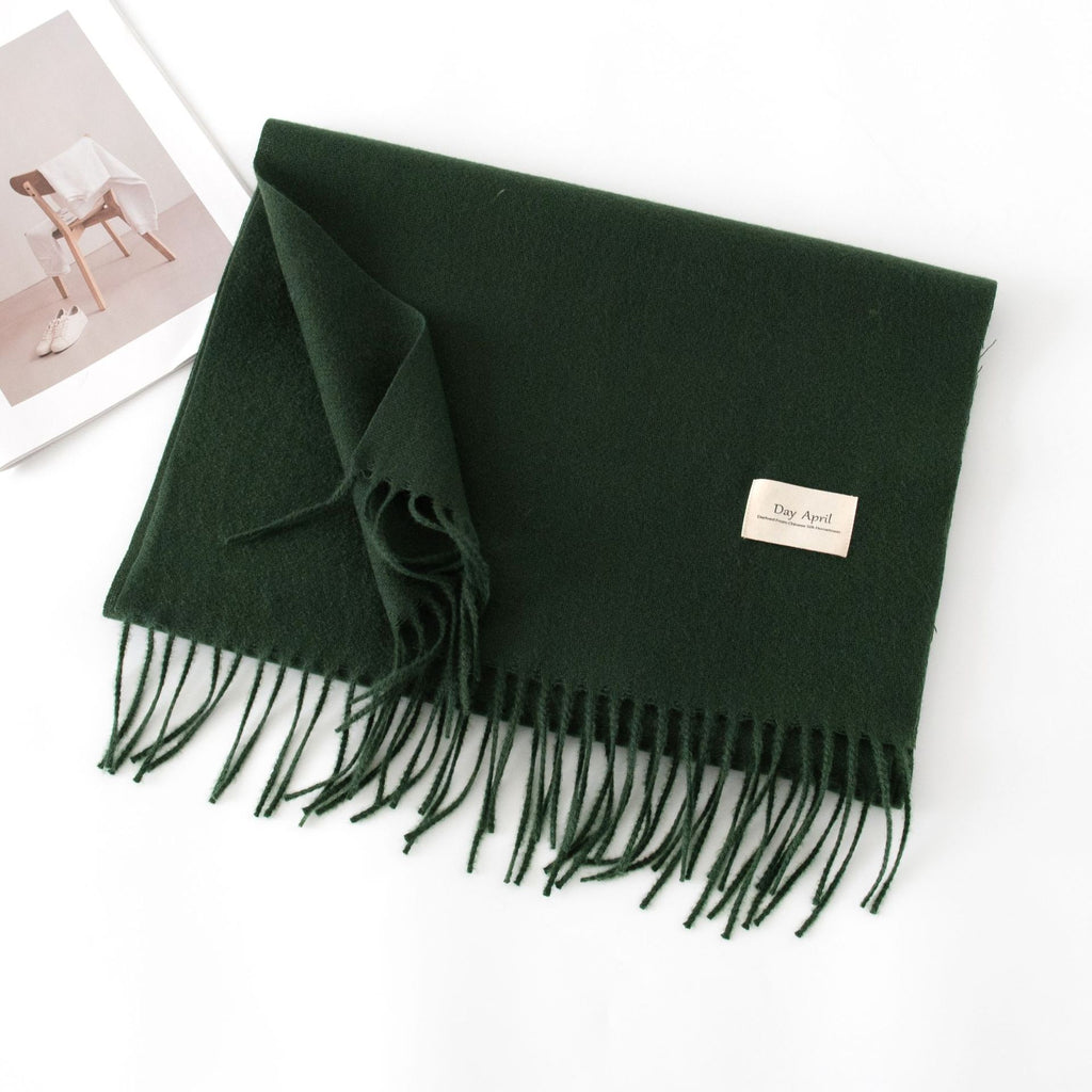 Cashmere Feel Solid Color Scarf for Women Imitation Cashmere Autumn Winter Atmosphere Korean Style Versatile Medium-Length Shawl Neck Warmer