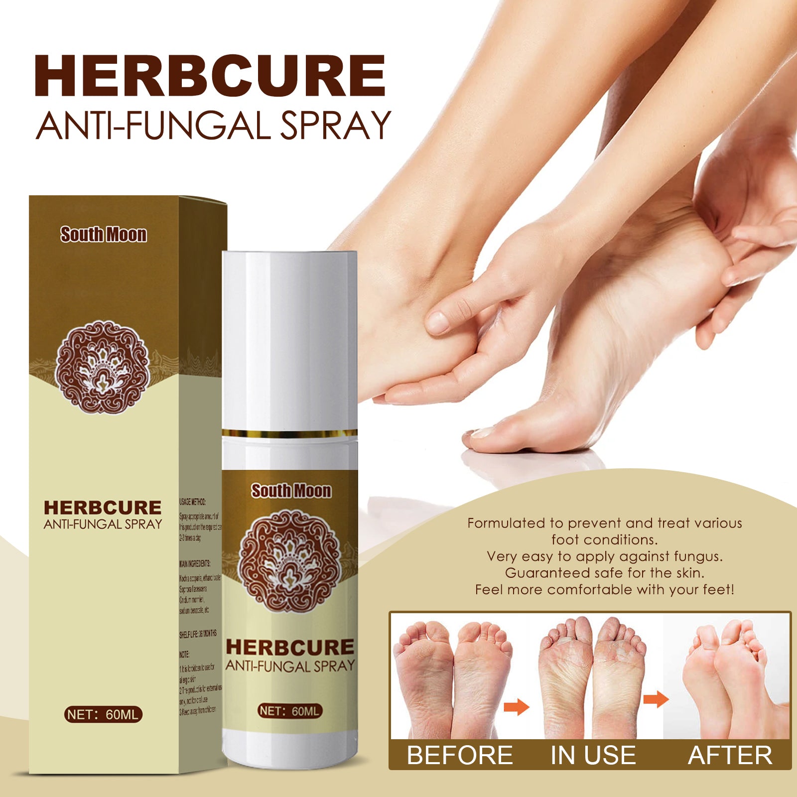 South Moon Herbal Foot Spray Moisturizes And Hydrates Foot Skin And Prevents Dry And Cracked Skin