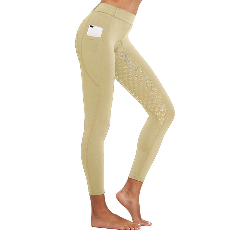 Women's Anti-Slip Elastic High-Waist Drop Glue Riding Pants