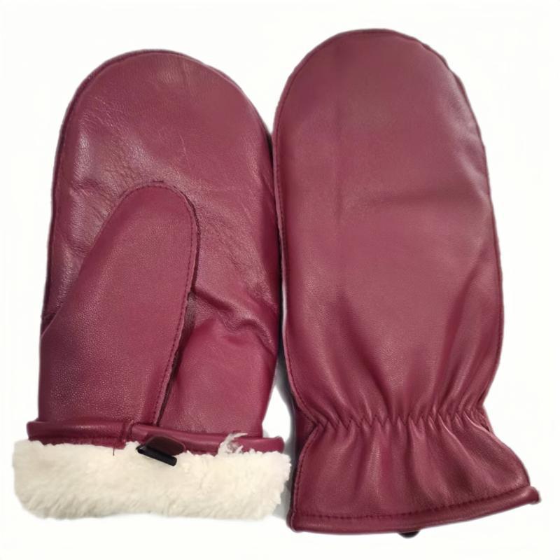 Sheepskin Leather Gloves Men Winter Lined Thickened Warm Riding Motorcycle Driving Touch Screen Mitten Gloves