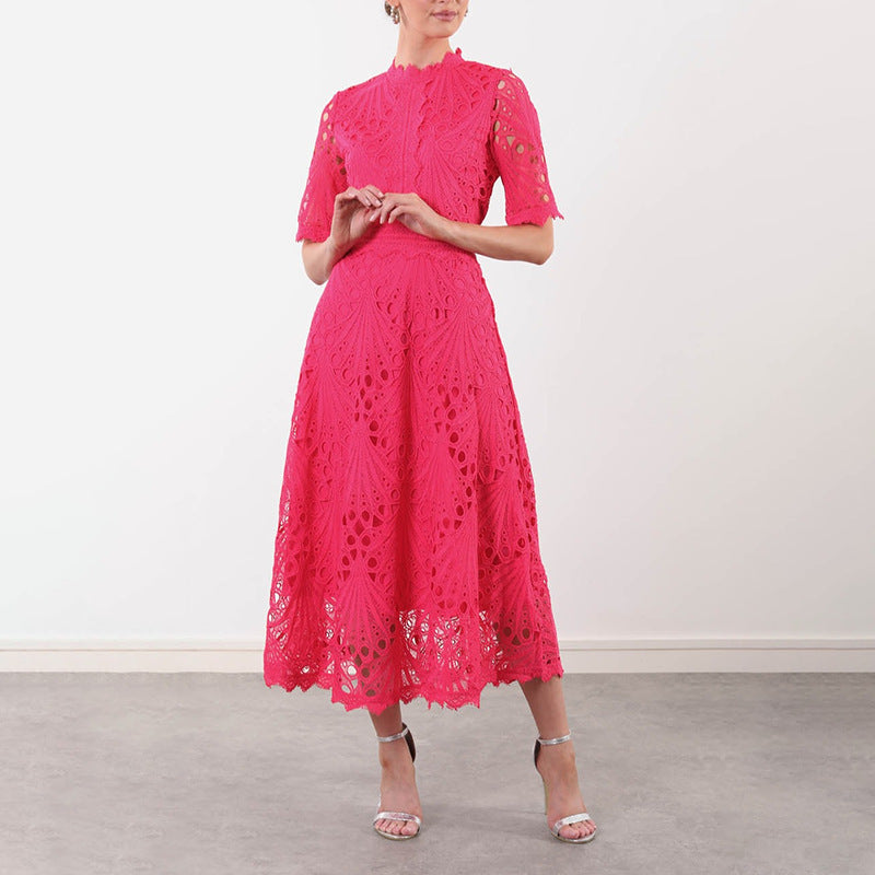 Retro Cinched Slimming Short Sleeves High Sense Dress