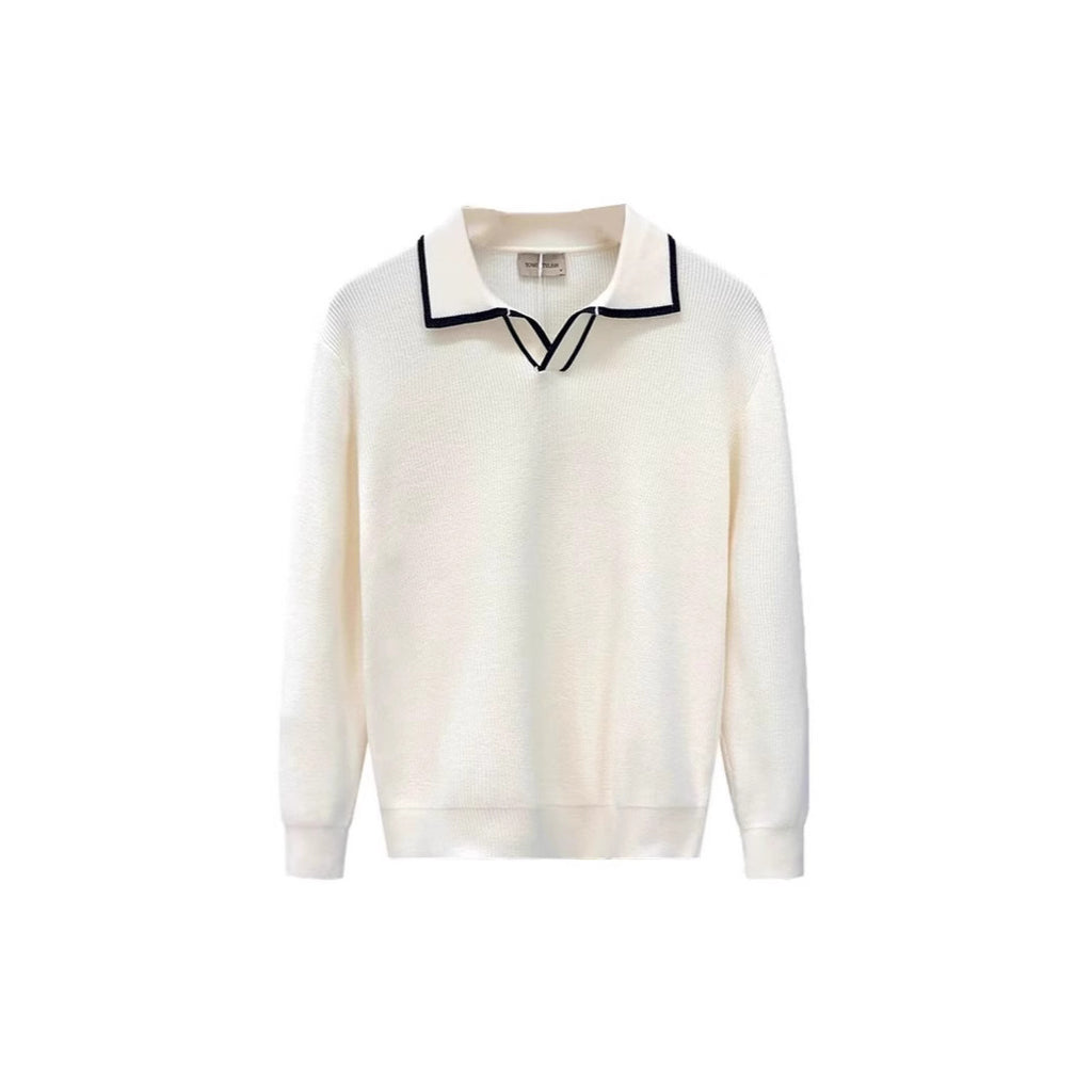 Lightly Mature Casual Polo Collar Sweater Men