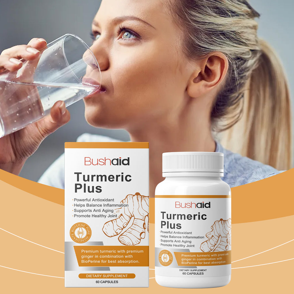 BushAid Turmeric Vitamin Capsules Body Care Capsules Rejuvenate Body And Mind Care Comfort Capsules