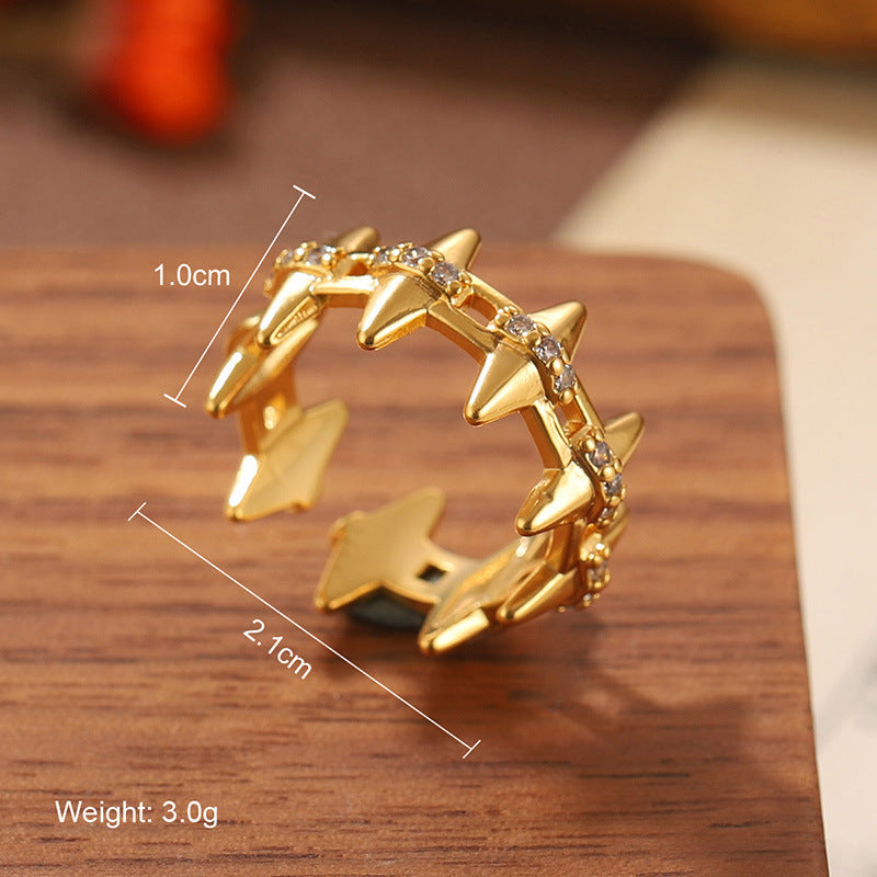 Natural Stone Geometric Ring High-grade Versatile Retro Non-fading