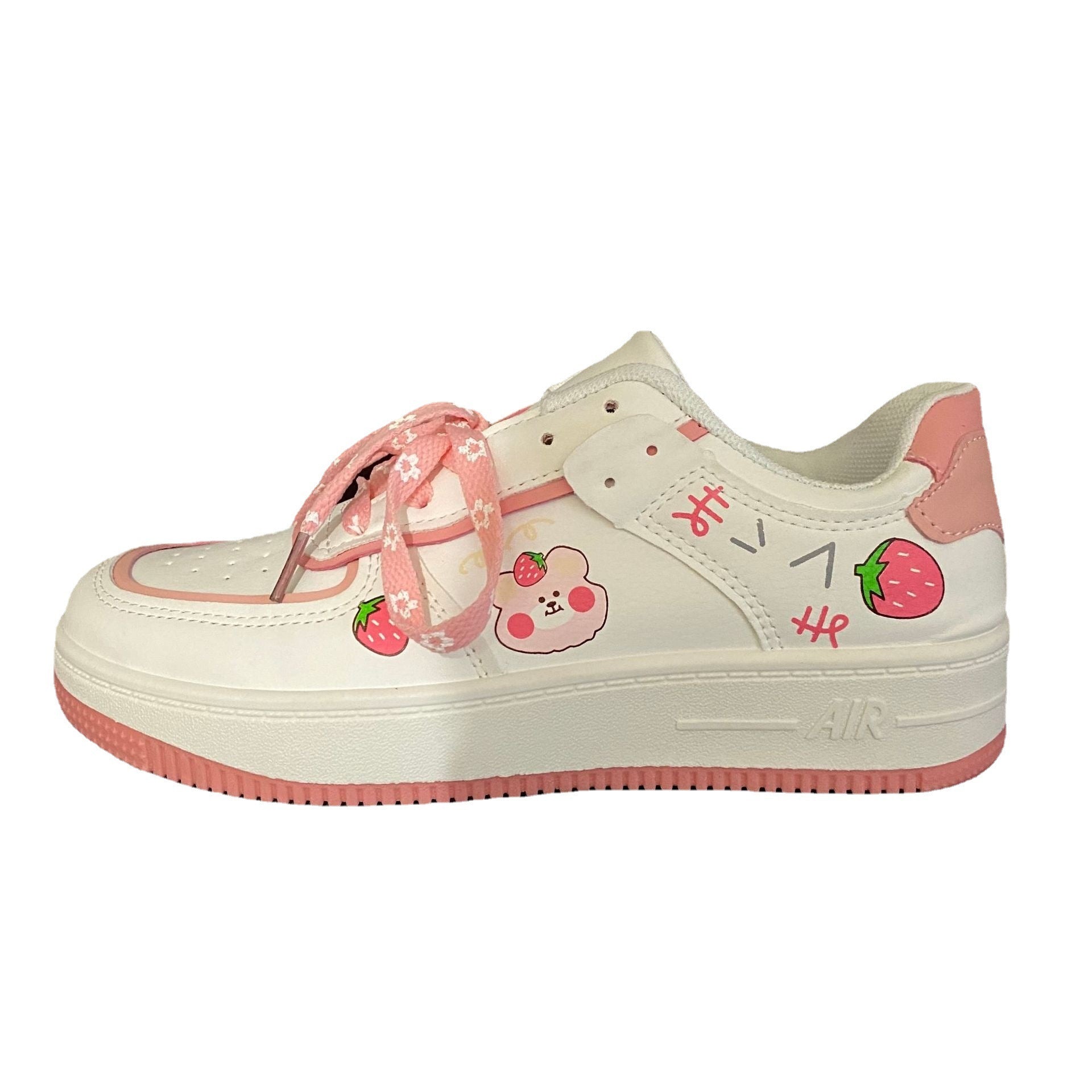 Girls Heart Thick Sole Versatile Strawberry Bear Casual Sneakers