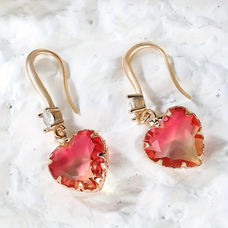 Fashion Glass Crystal Love Heart Earrings Women
