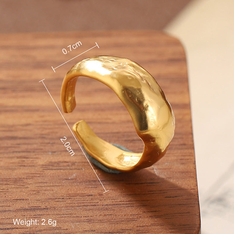 Natural Stone Geometric Ring High-grade Versatile Retro Non-fading