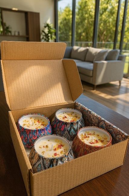 Decorative Floral Scented Tin Candles