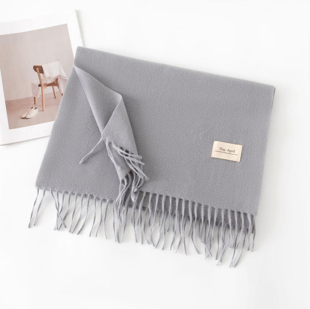 Cashmere Feel Solid Color Scarf for Women Imitation Cashmere Autumn Winter Atmosphere Korean Style Versatile Medium-Length Shawl Neck Warmer