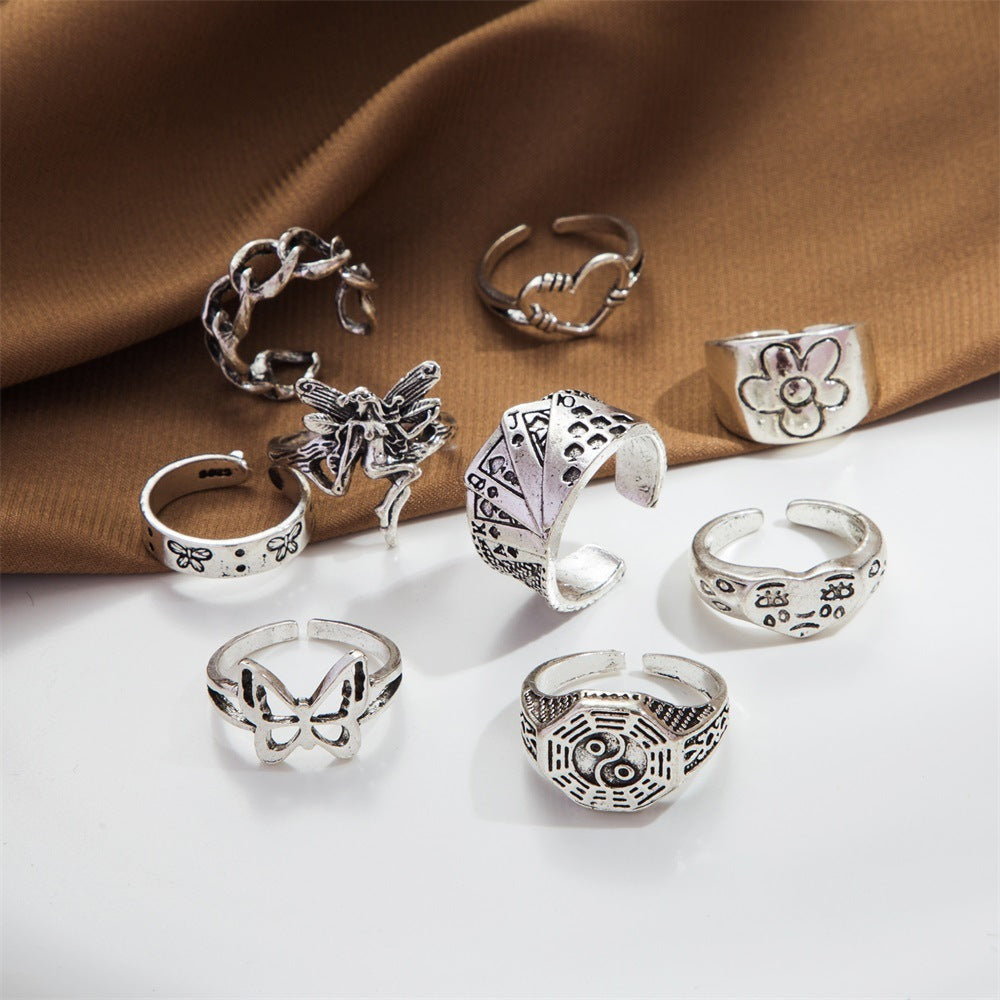 Fashion Personality Butterfly Snake Ring Suit Combination Opening