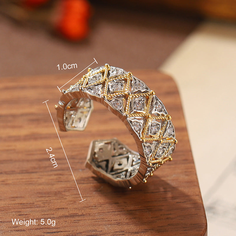 Natural Stone Geometric Ring High-grade Versatile Retro Non-fading