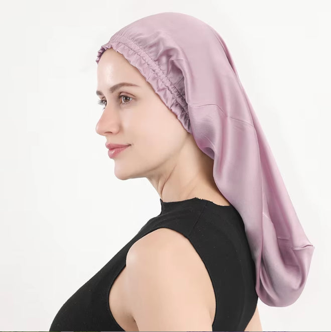Sleeping cap mulberry silk long hair cap fungus side length cylindrical cap