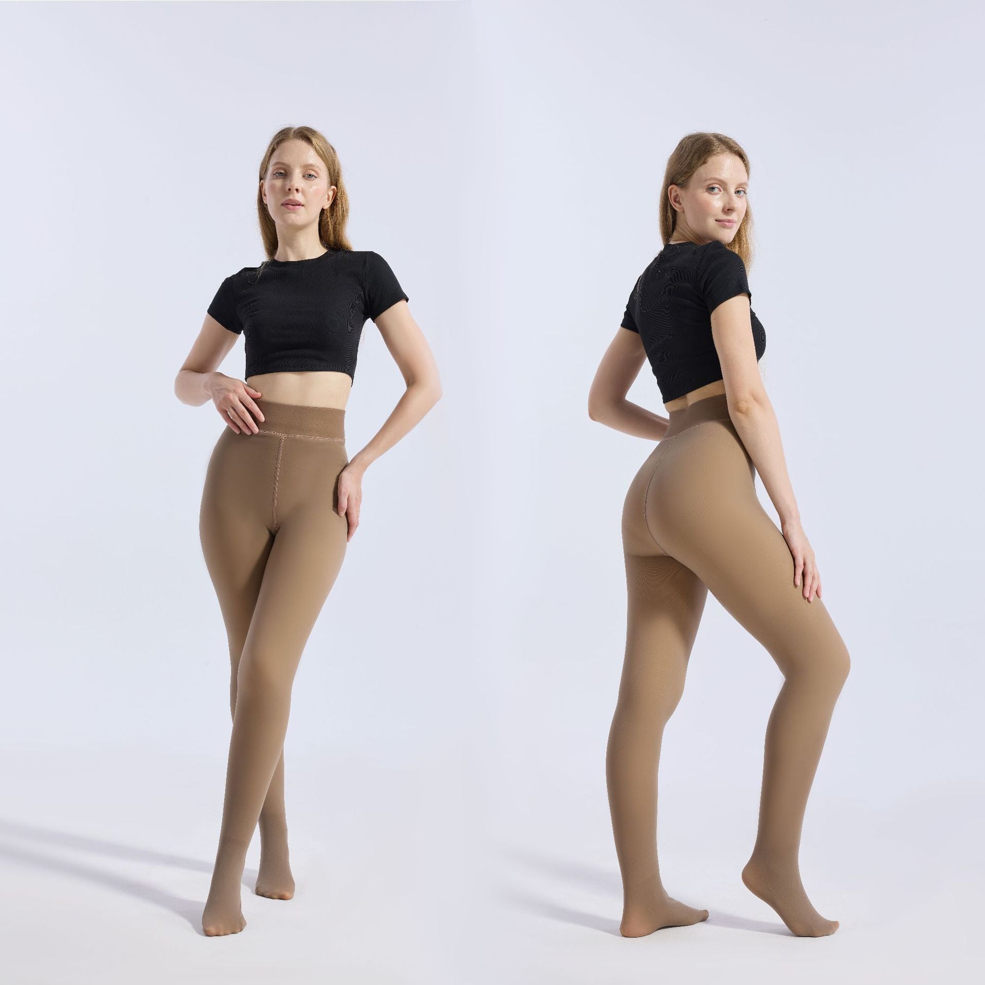 Women's jumpsuit black translucent pantyhose tight fitting and hip lifting one-piece pants