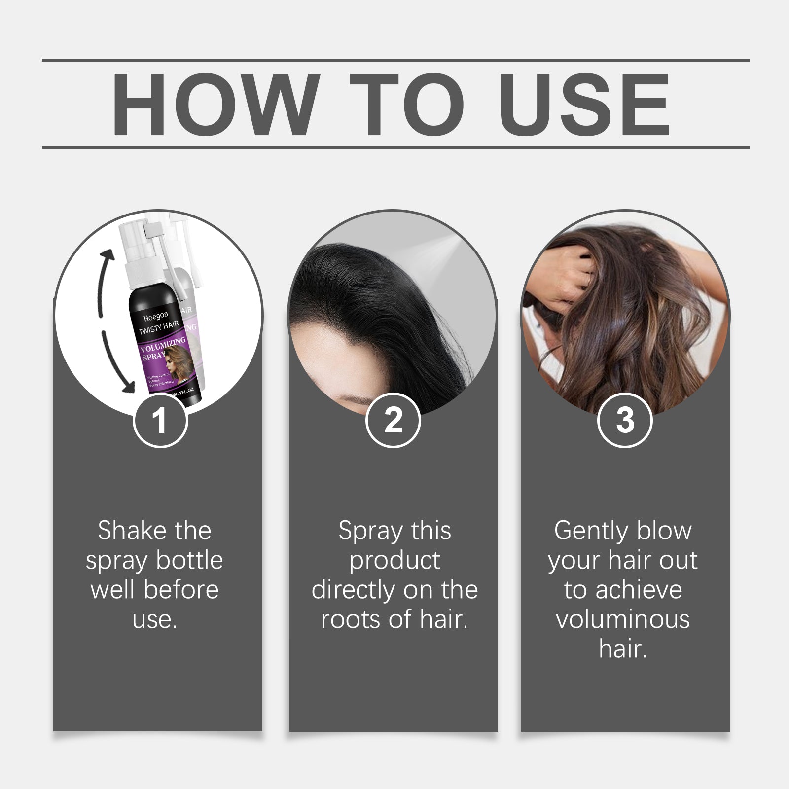 Hoegoa Hair Volumizing Spray, Hair Volumizing Lazy Person Remove Oil Refreshing Long-Lasting Styling Leave-In Spray