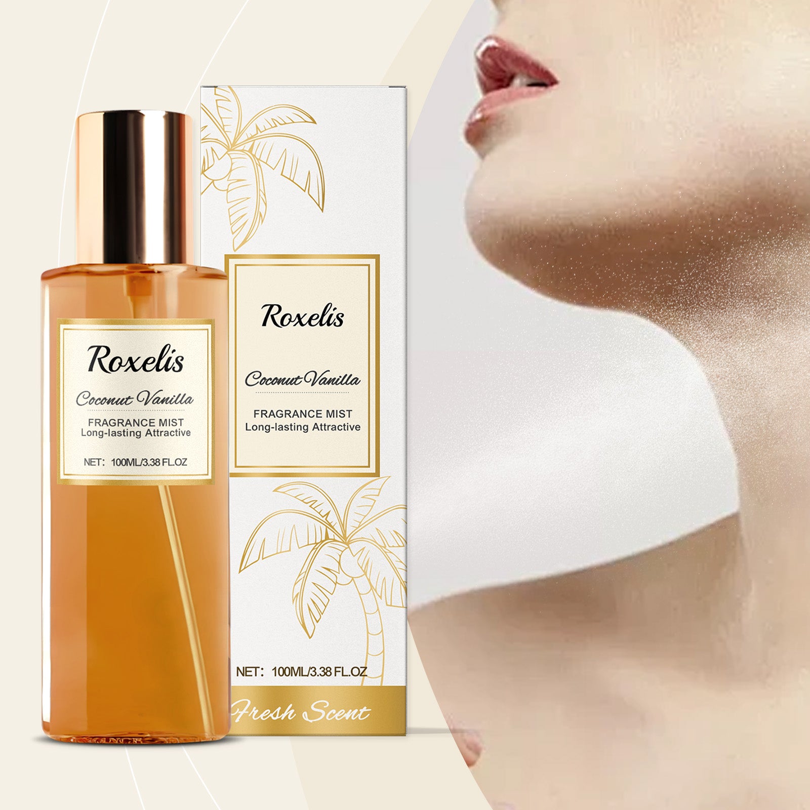 Roxelis Coconut Vanilla Romantic Body Fragrance Fresh Elegant Natural Fragrance Everyday Convenient Niche Fragrance Eau De Toilette