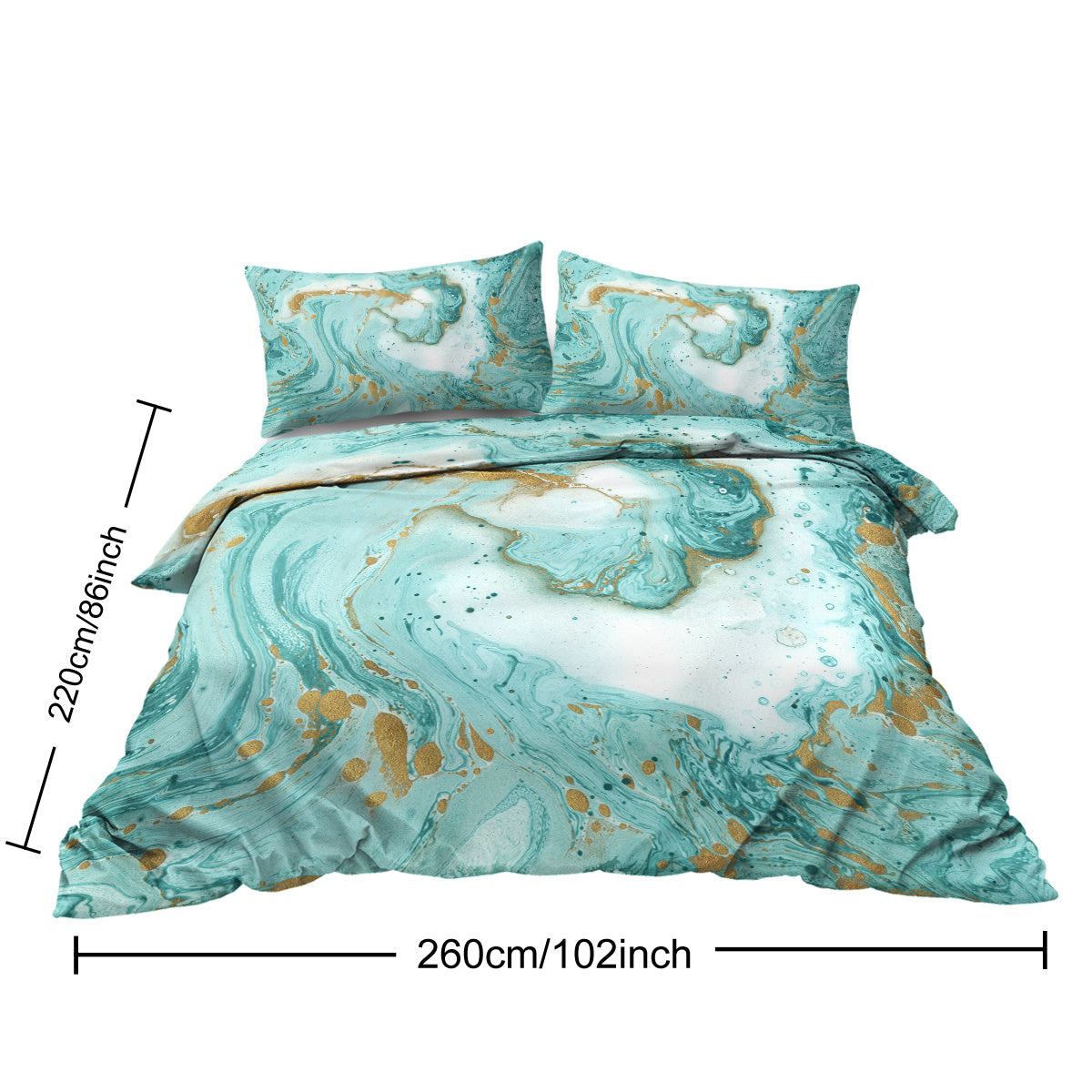 Chic Girly Marble Duvet Cover Mint Gold Glitter Turquoise Bedding Comforter Set Abstract Aqua Teel Blue Duvet Cover