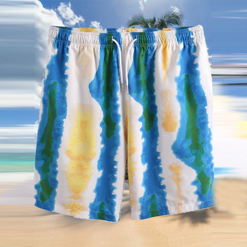 Men's Casual Beachwear Stripe Print Set