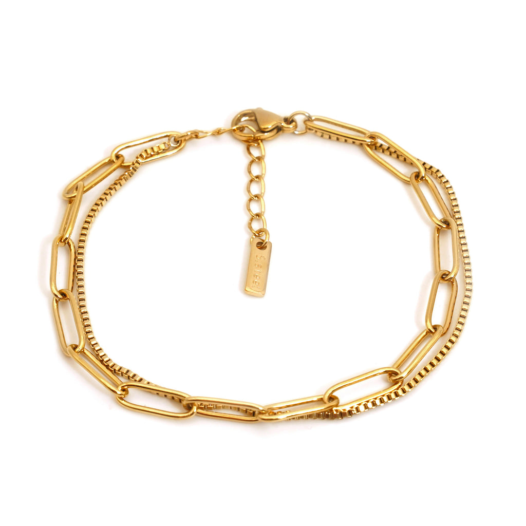 Double Layer Twin Titanium Steel Bracelet Ins Cold Style European And American Women