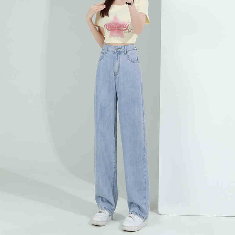 Elastic Waist Lyocell Jeans Women