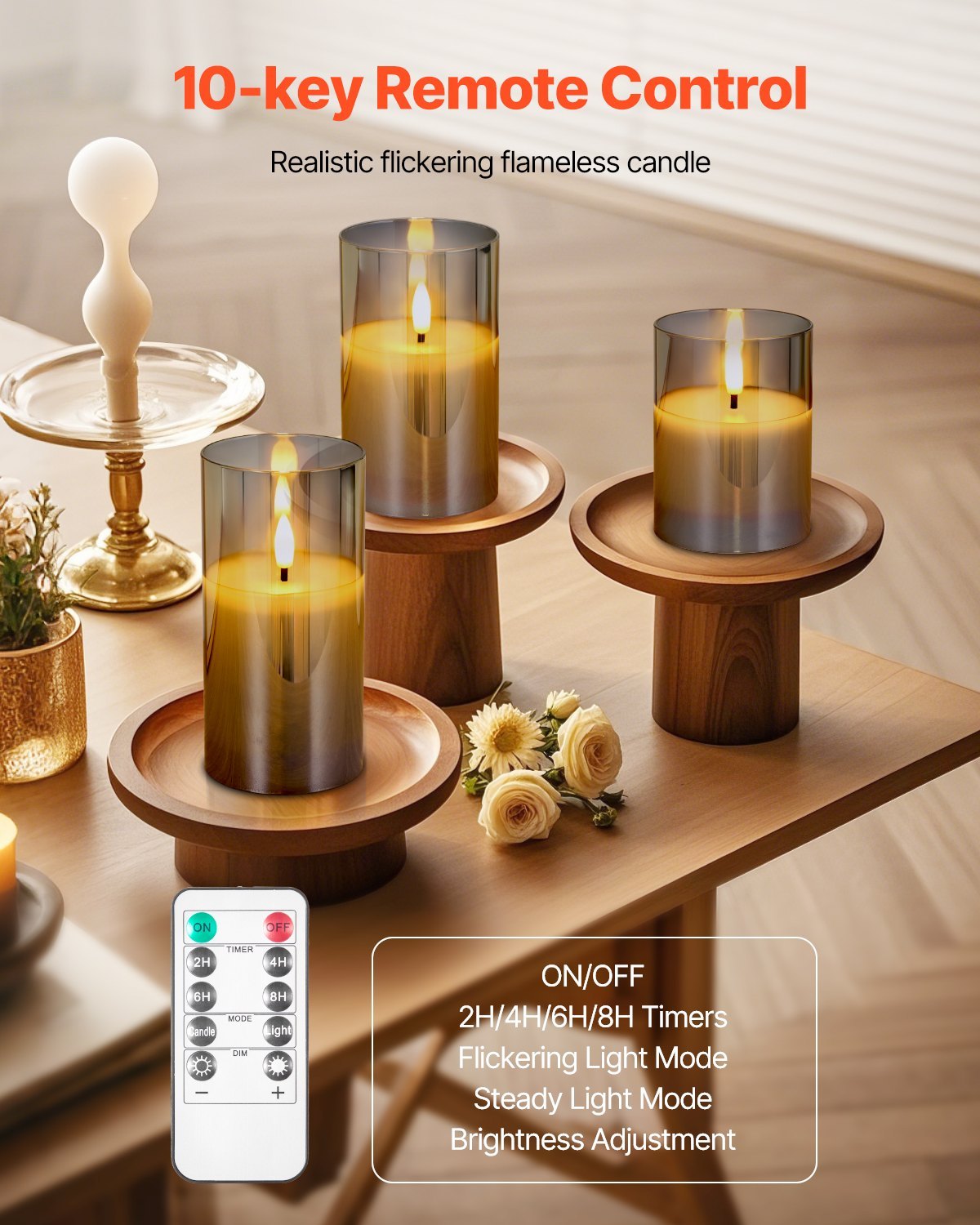 Flameless LED Candles 3 Pack Battery Operated Candles With Remote Control, Realistic Flickering Candles For Safe Ambiance