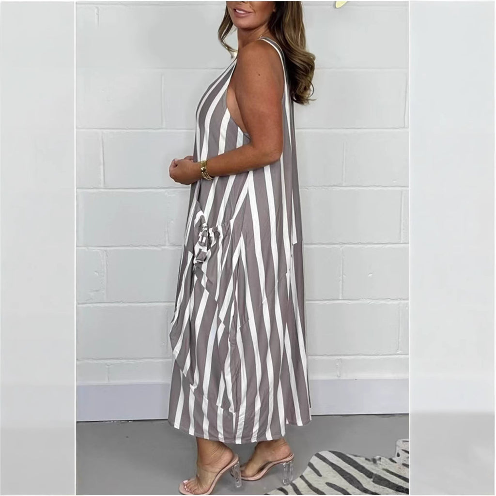 Women's Fashion Striped Sleeveless Long Dress