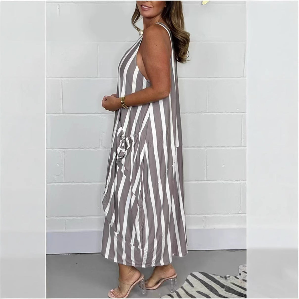 Women's Fashion Striped Sleeveless Long Dress