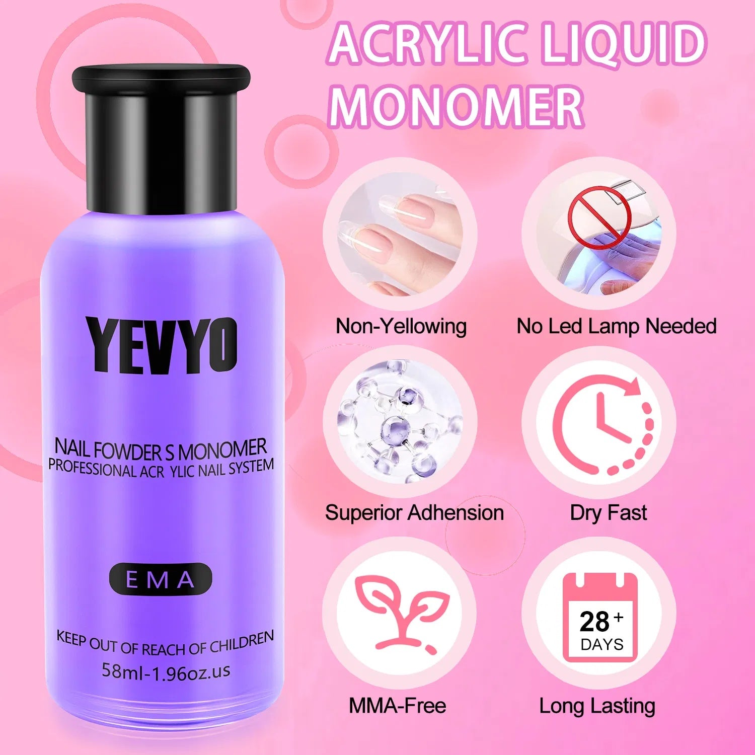 Professional Acrylic Nail Kit, With Pink Nail UV LED Lamps, Acrylic Powders, Base Top Coat, Nail Tips, Rhinestones, Nail Decorations And Nail Art Tools